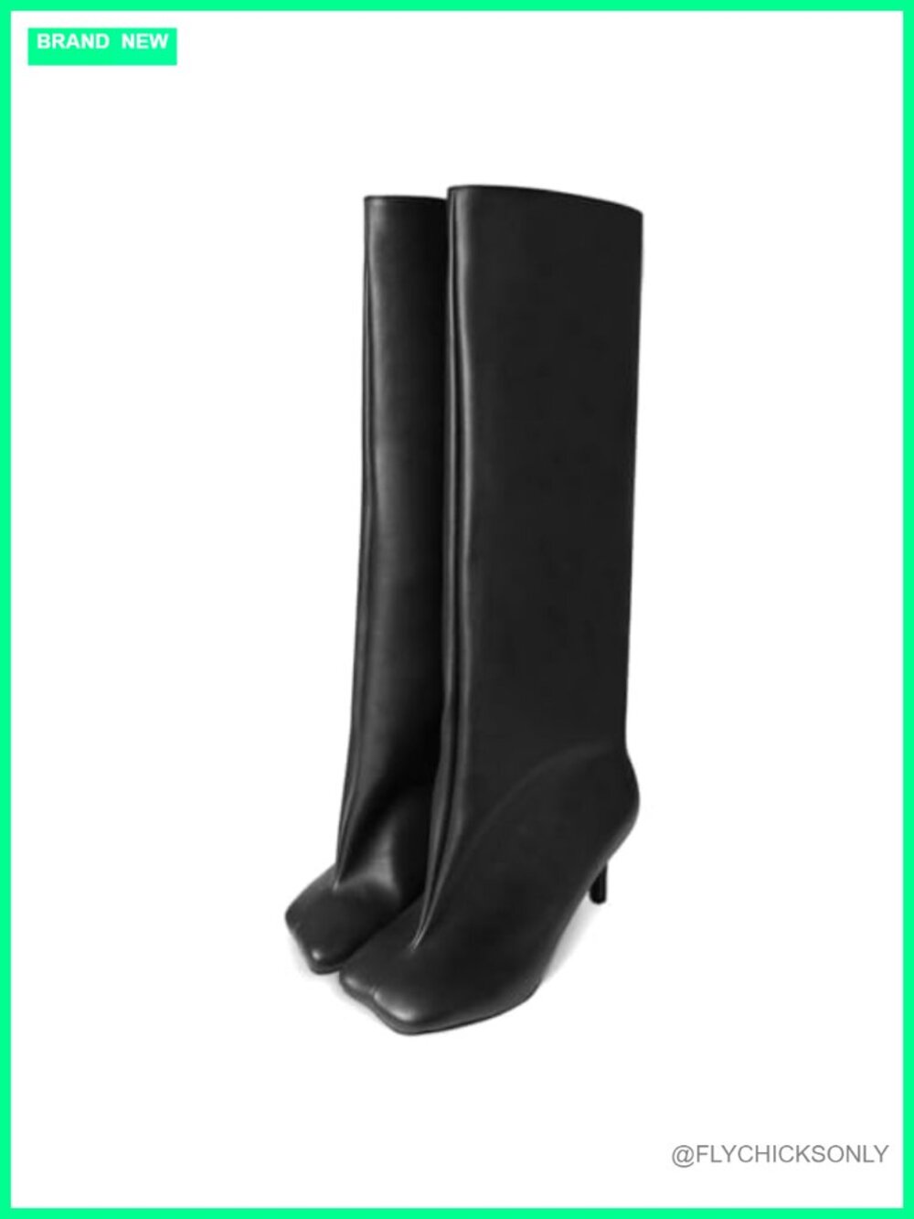 Women's Knee High Boots Square Toe Stiletto Heel Wide Calf Pull On Tall Boots